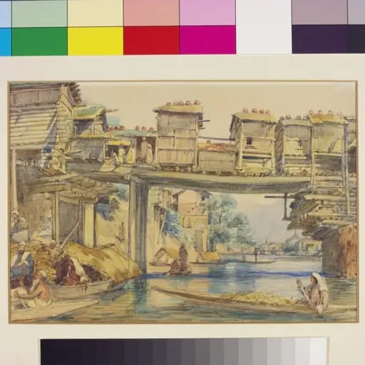 An arch of the second bridge at Srinagar, Kashmir, by William Carpenter