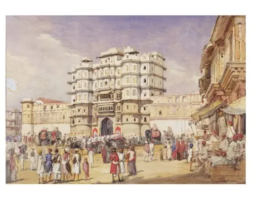 Gateway of the palace at Indore, by William Carpenter