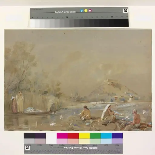 The fort of Hari Purbut from the lake, by William Carpenter