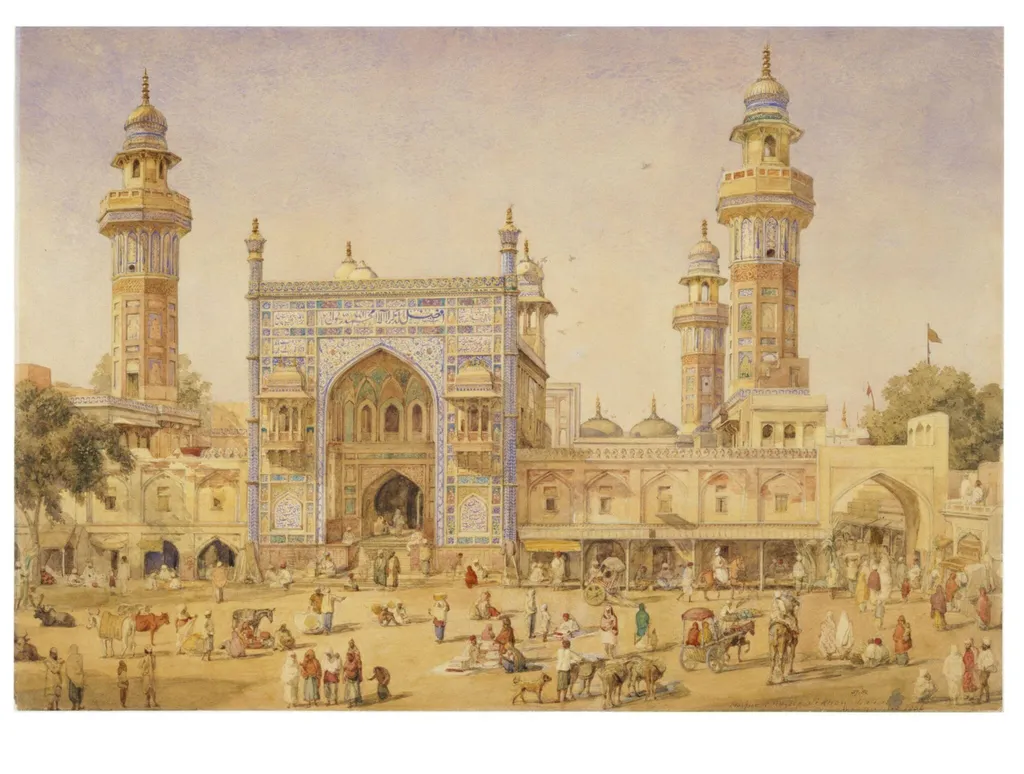 'The Musjid of Wazeer Ali Khan, Lahore, Panjab', by William Carpenter, paint, 1856