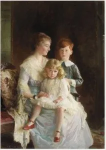 The Hon. Mrs Milo Talbot with her Children, Milo and Rose, by William Carter, oil
