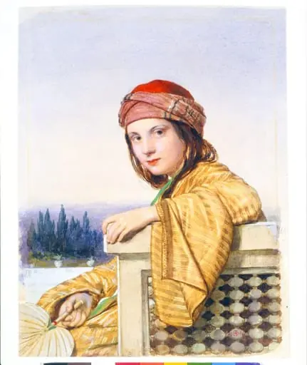 Girl with a fan, by William Charles Thomas Dobson