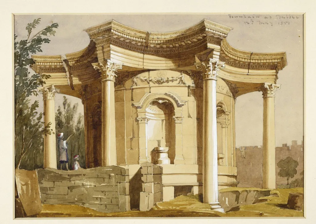 Fountain at Balbec, by William Clerihew, watercolor, 1851