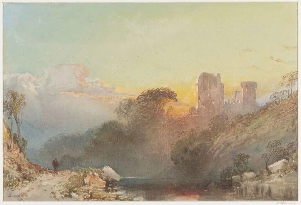 Sunset. A Castle by the river., by William Collingwood Smith, 1815