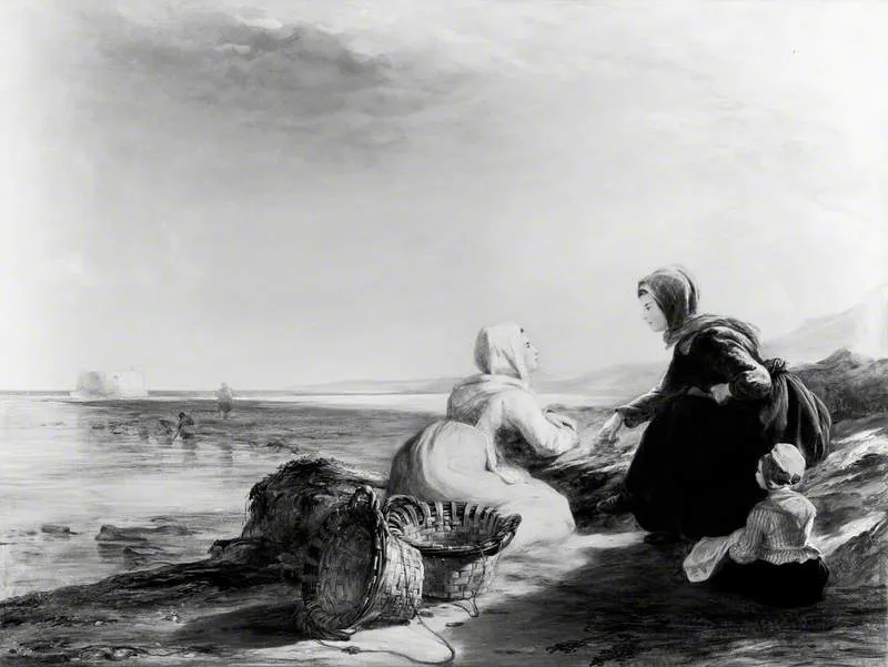 Fisherwomen on the Coast near Boulogne, by William Collins, oil, 1830