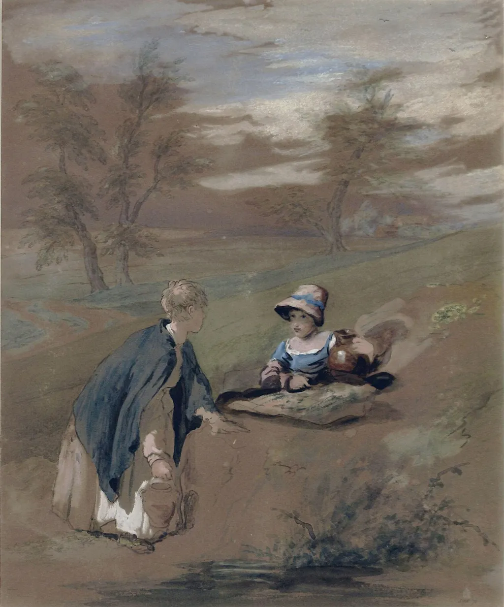 Kentish Peasant Girls, by William Collins, watercolor, 1810