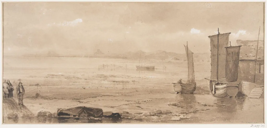 Seashore Study: Low Tide with Fishing Boats and Fisher Folk, by William Collins, 1810