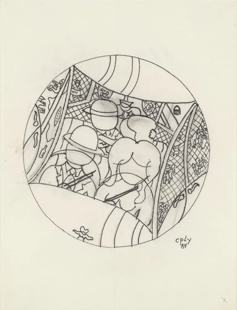 Untitled, by William Copley, charcoal, 1984