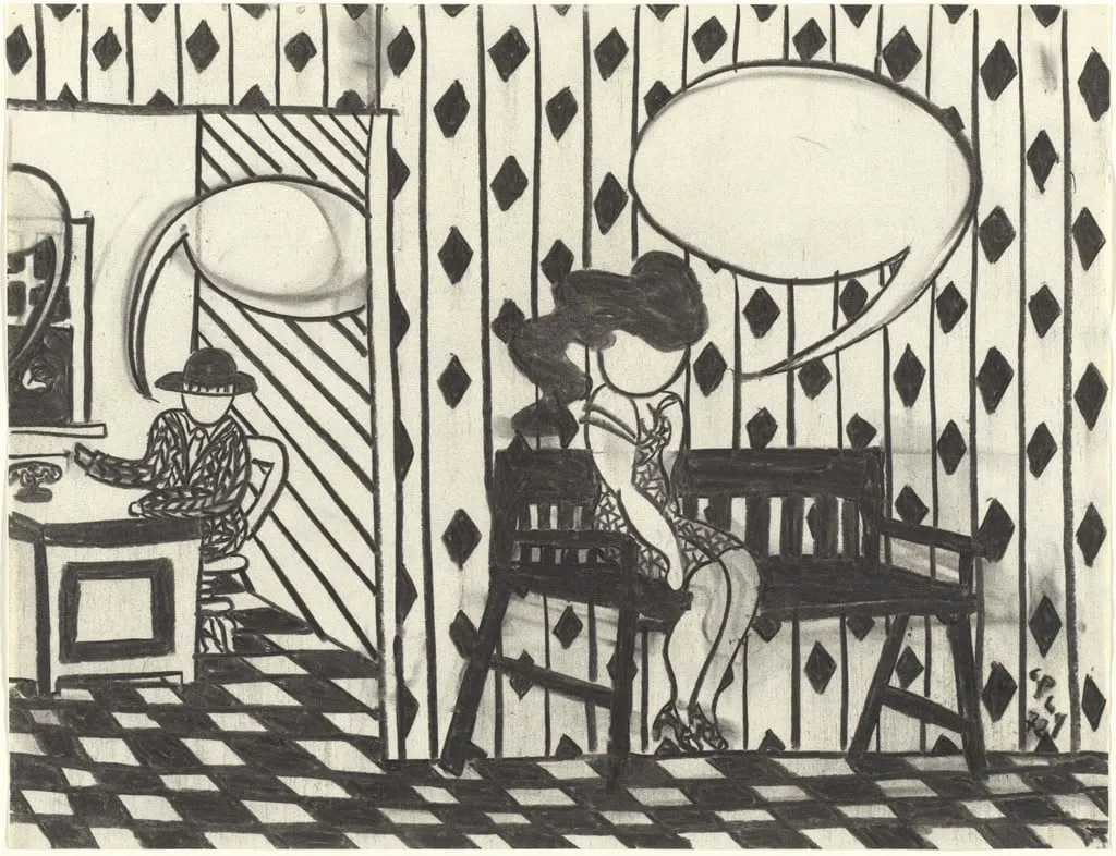 Untitled, by William Copley, charcoal, 1972