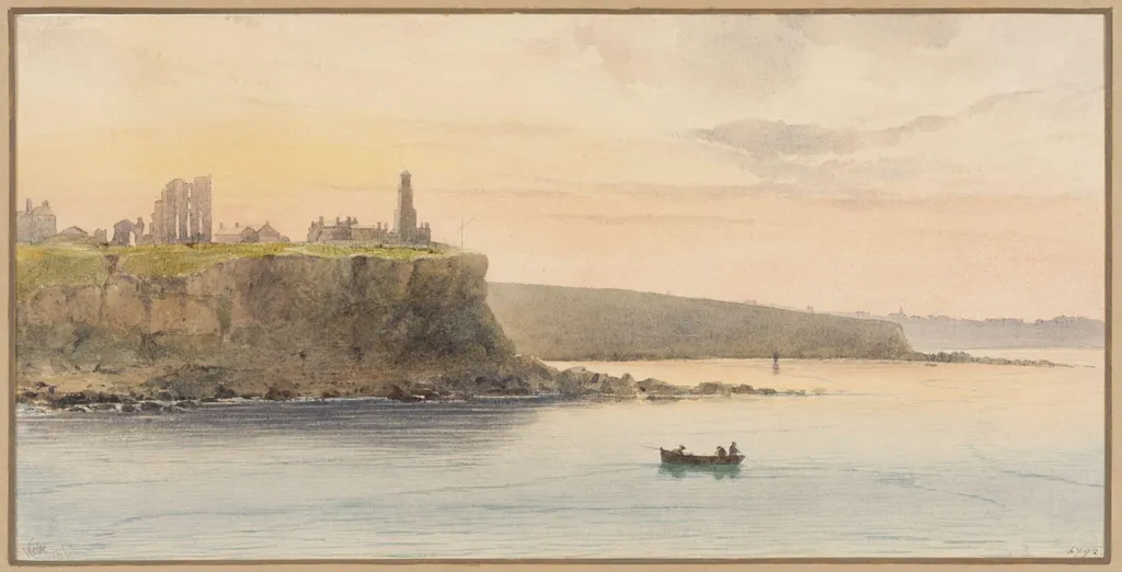 Tynemouth Priory and Lighthouse, by William Cosens Way, watercolor, 1832