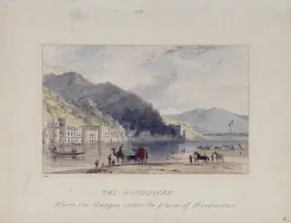 Hurduwar, where the Ganges enters the plains of Hindoostan, by William Daniell, 1789