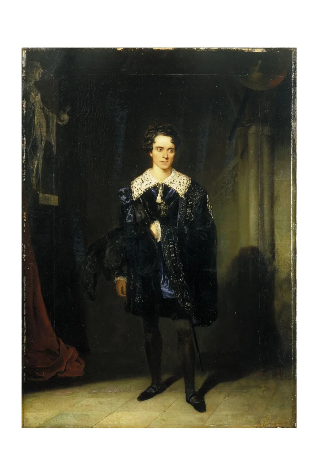 Charles Kean as Hamlet in <i>Hamlet</i> by William Shakespeare, by William Daniels, paint, 1835