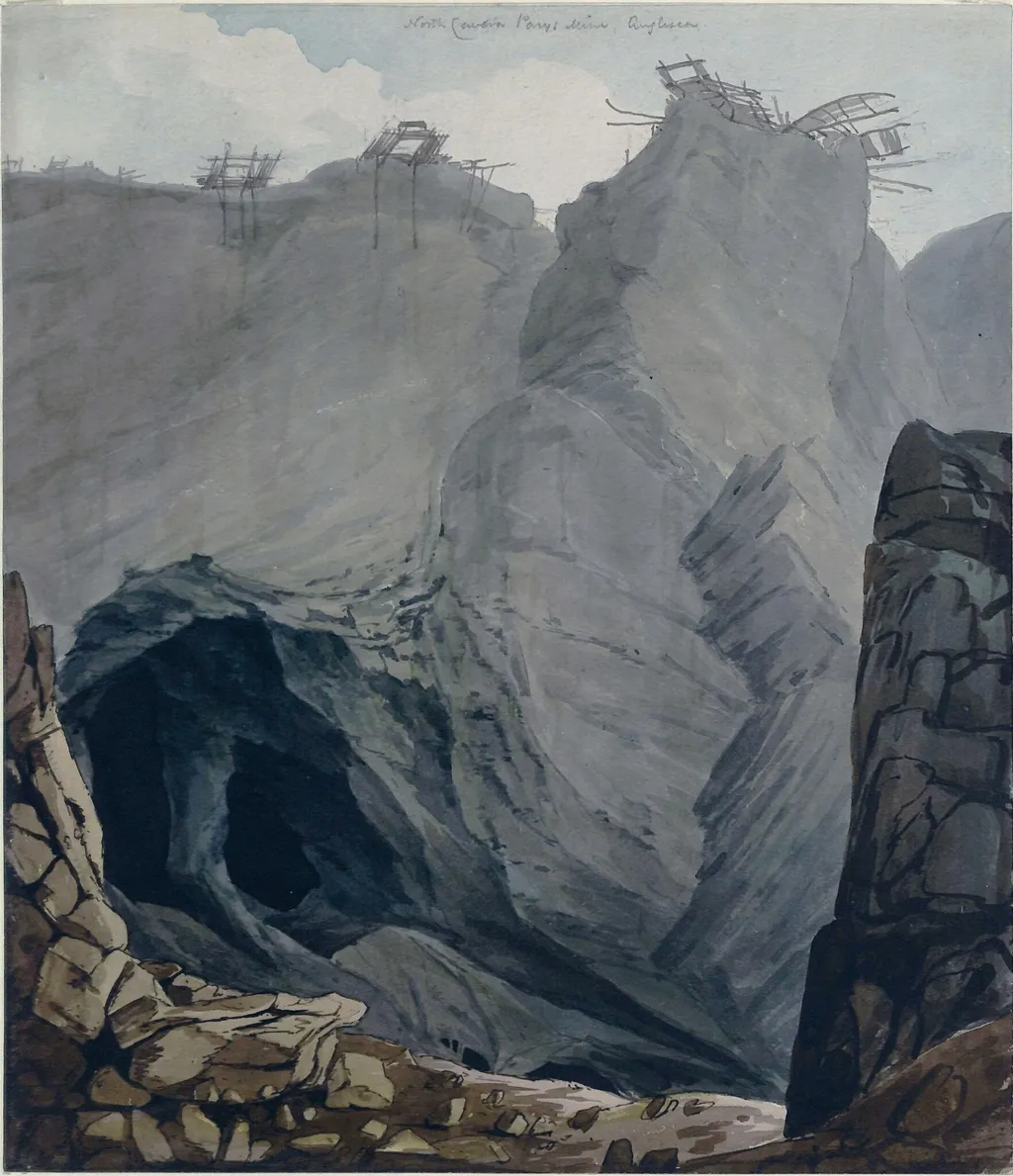 North Cavern, Parys Mine, Anglesea, by William Day, watercolor, 1750