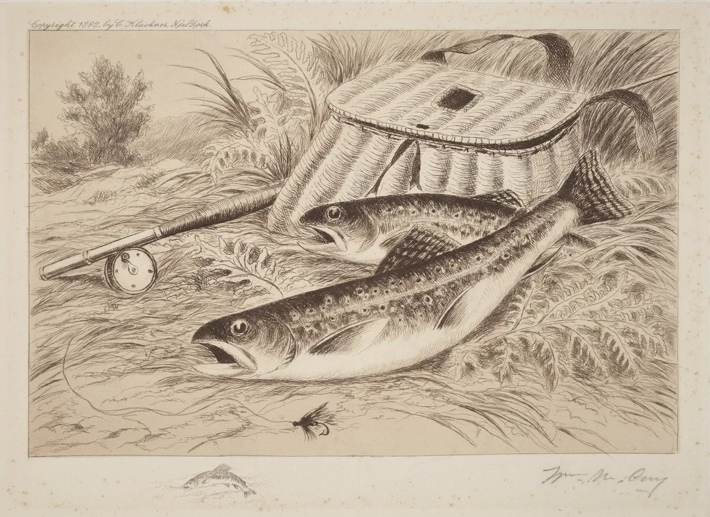 A Good Catch, by William De La Montagne Cary, ink, 1892