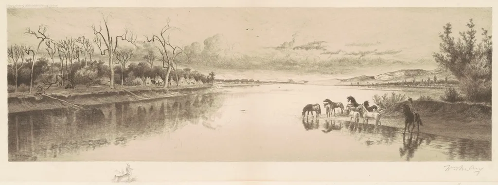 Untitled (Native American Camp), by William De La Montagne Cary, ink, 1891
