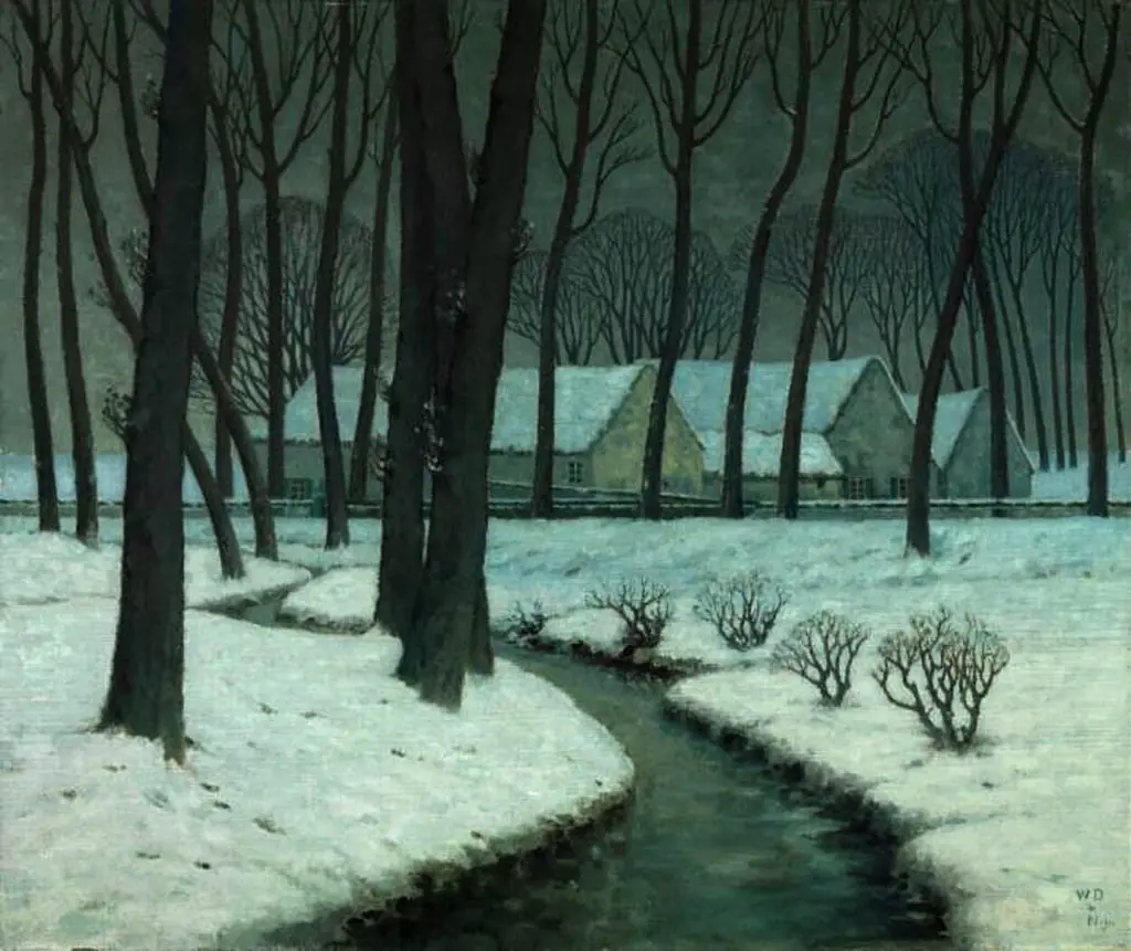 Hamlet in the Snow, by William Degouve de Nuncques