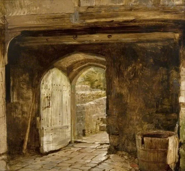 Sketch of a Doorway with a Water Barrel, by William Dyce