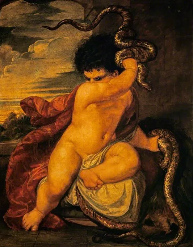 The Infant Hercules, by William Dyce, oil, 1824