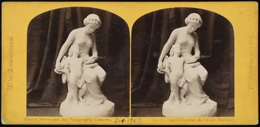 Stereograph of 'Cupid Captive', a sculpture by Calder Marshall, by William England