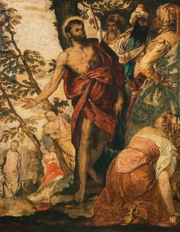Saint John the Baptist Preaching (after Veronese), by William Etty, oil, 1822
