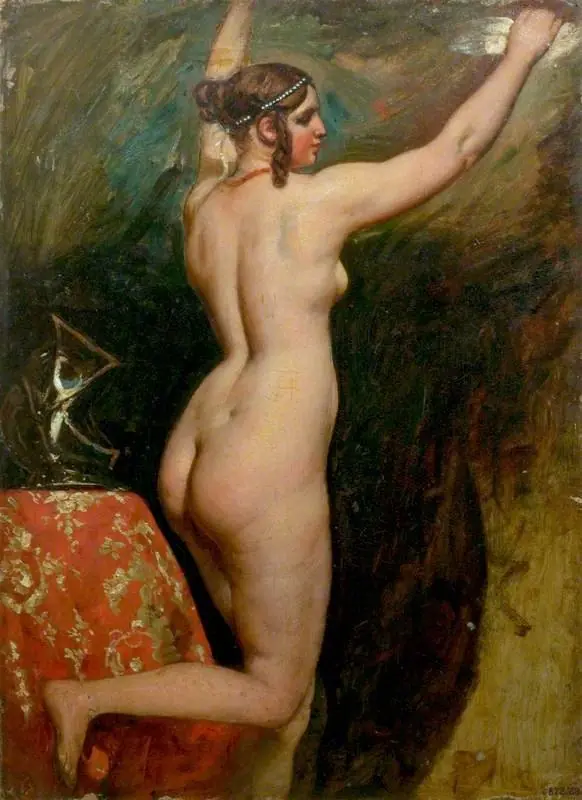Standing Female Nude with Helmet, by William Etty