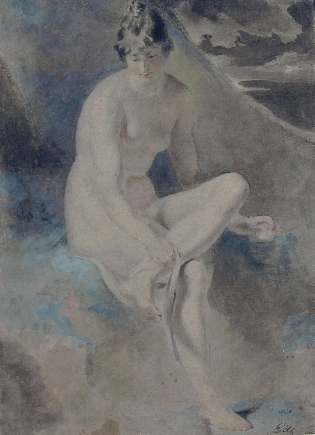 Study of a female nude, by William Etty, watercolor, 1810
