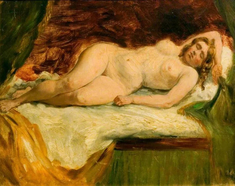 Study of a Nude Female Sleeping, by William Etty, oil, 1847