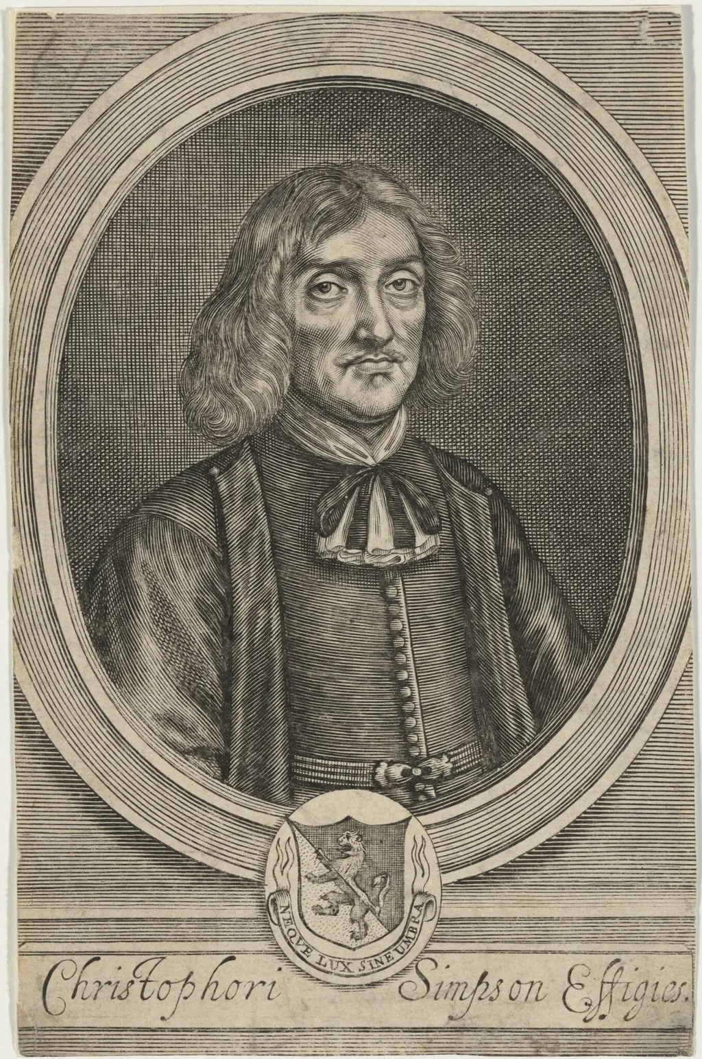 Christopher Chelys Simpson, by William Faithorne, ink, 1667