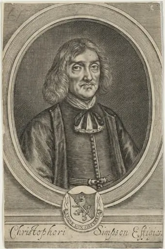 Christopher Chelys Simpson, by William Faithorne