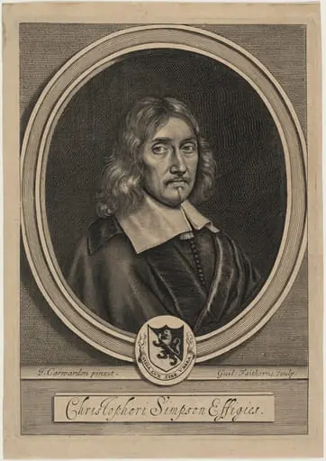 Christopher Chelys Simpson, by William Faithorne