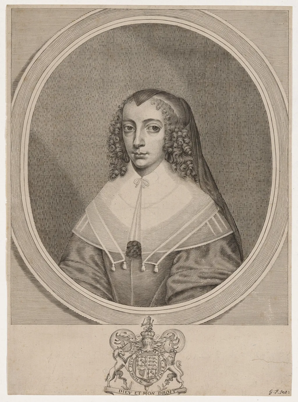 Henrietta Maria, by William Faithorne, ink, 1669