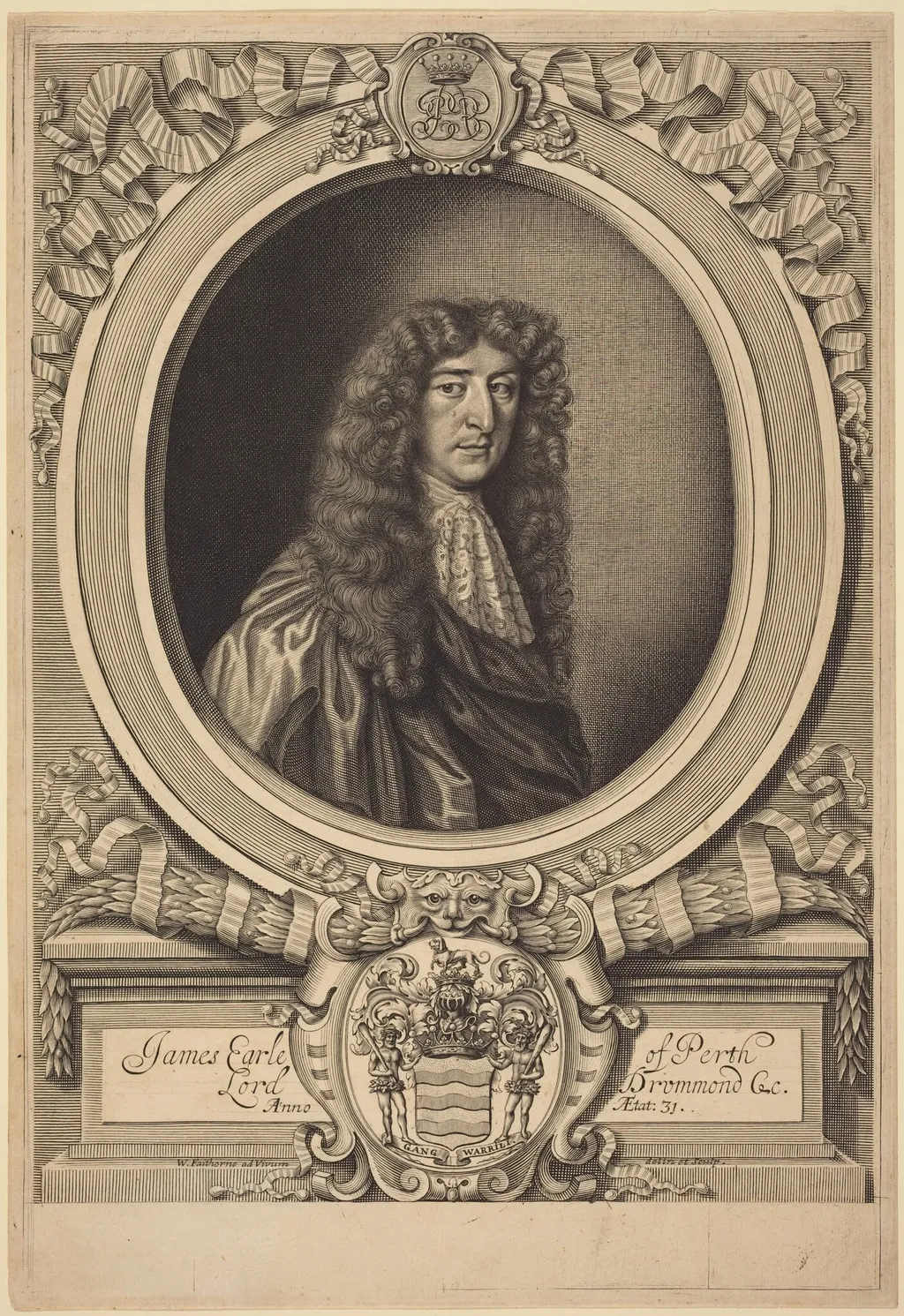James Drummond, Earl of Perth, by William Faithorne, ink, 1654