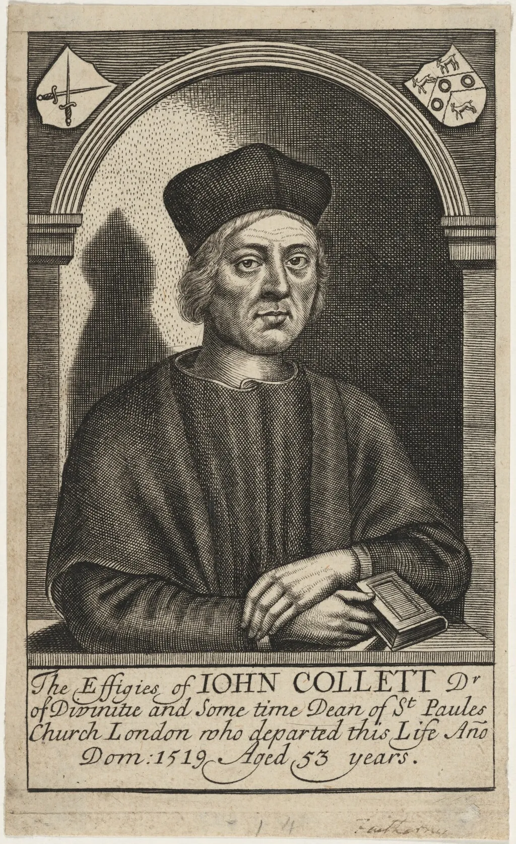 John Colet, D.D., by William Faithorne, ink, 1684