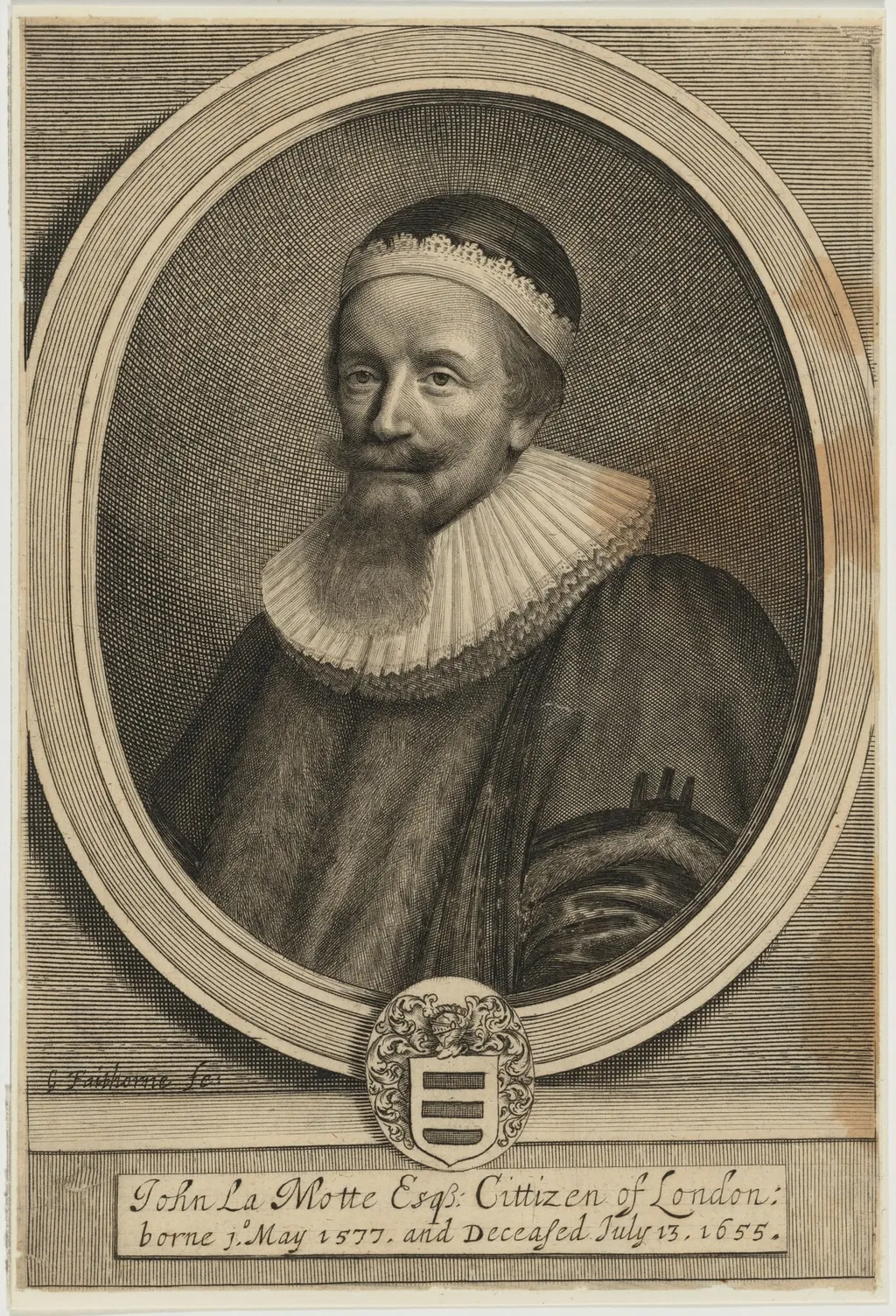 John La Motte, by William Faithorne, ink, 1656