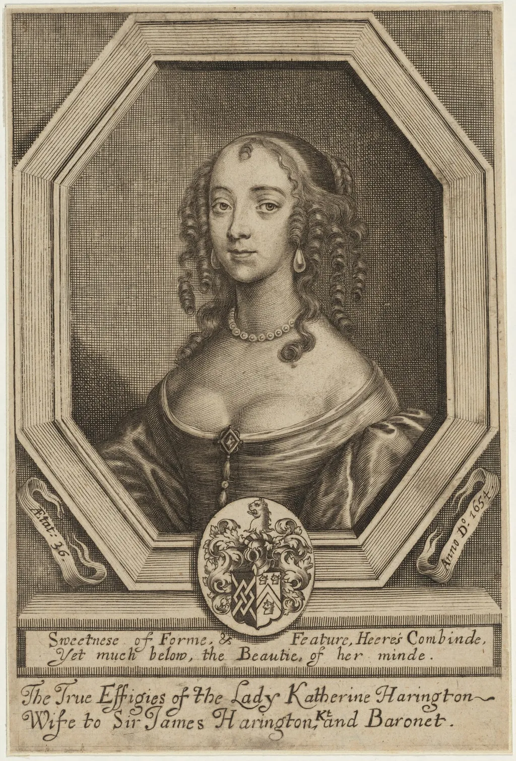 Lady Katherine Harrington, by William Faithorne, ink, 1682