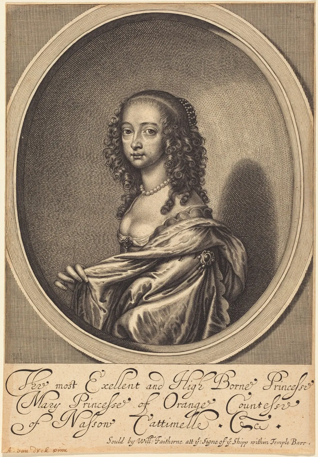 Mary, Princess of Orange, by William Faithorne, ink, 1654