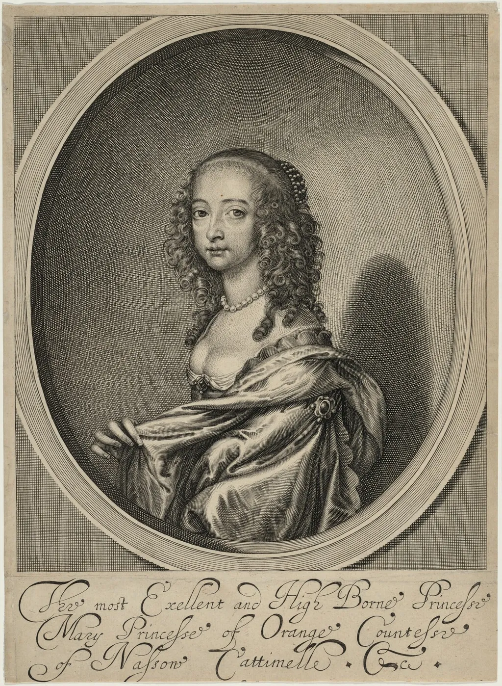 Mary, Princess of Orange, by William Faithorne, ink, 1654