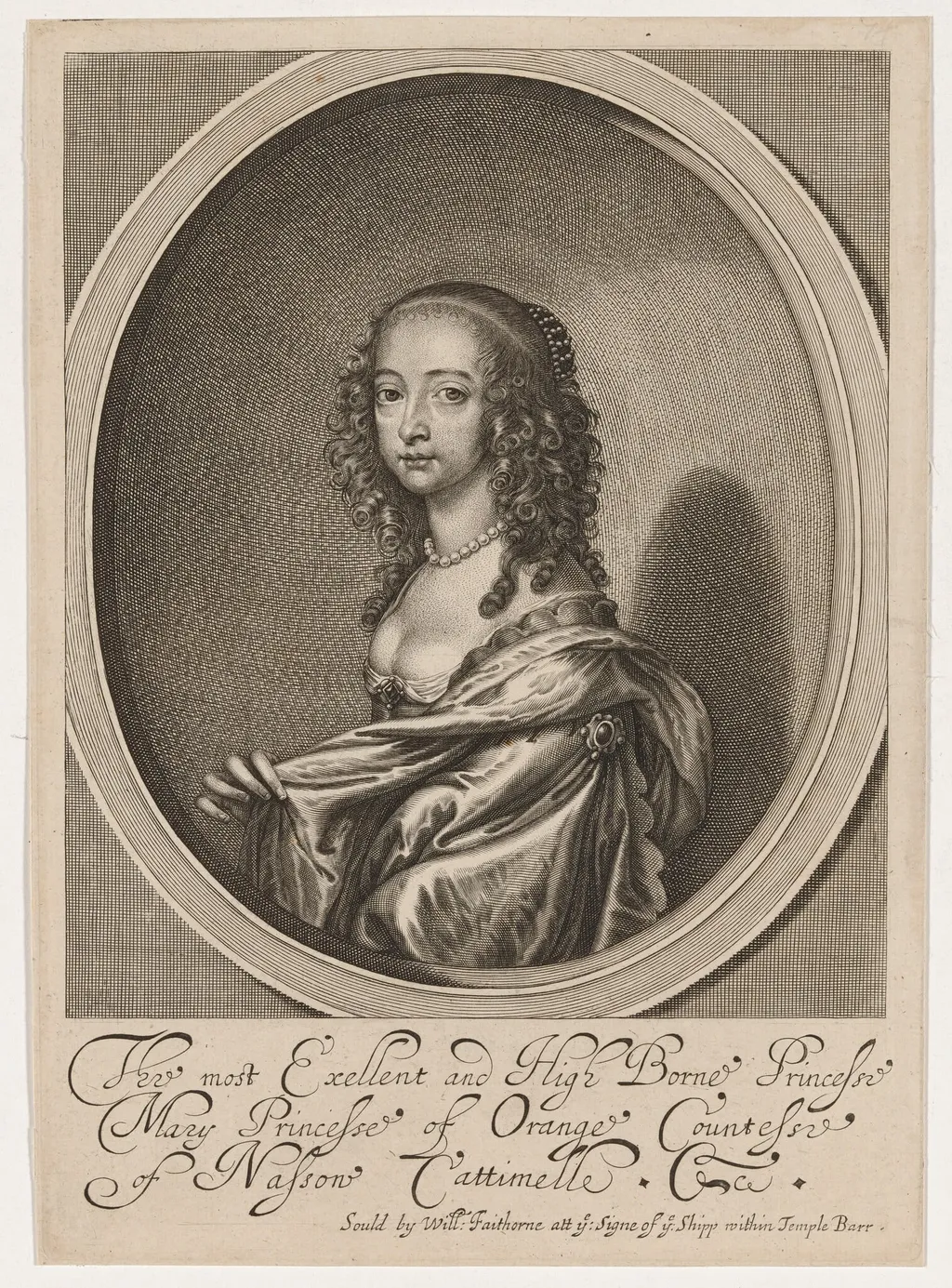 Mary, Princess of Orange, by William Faithorne, ink, 1654