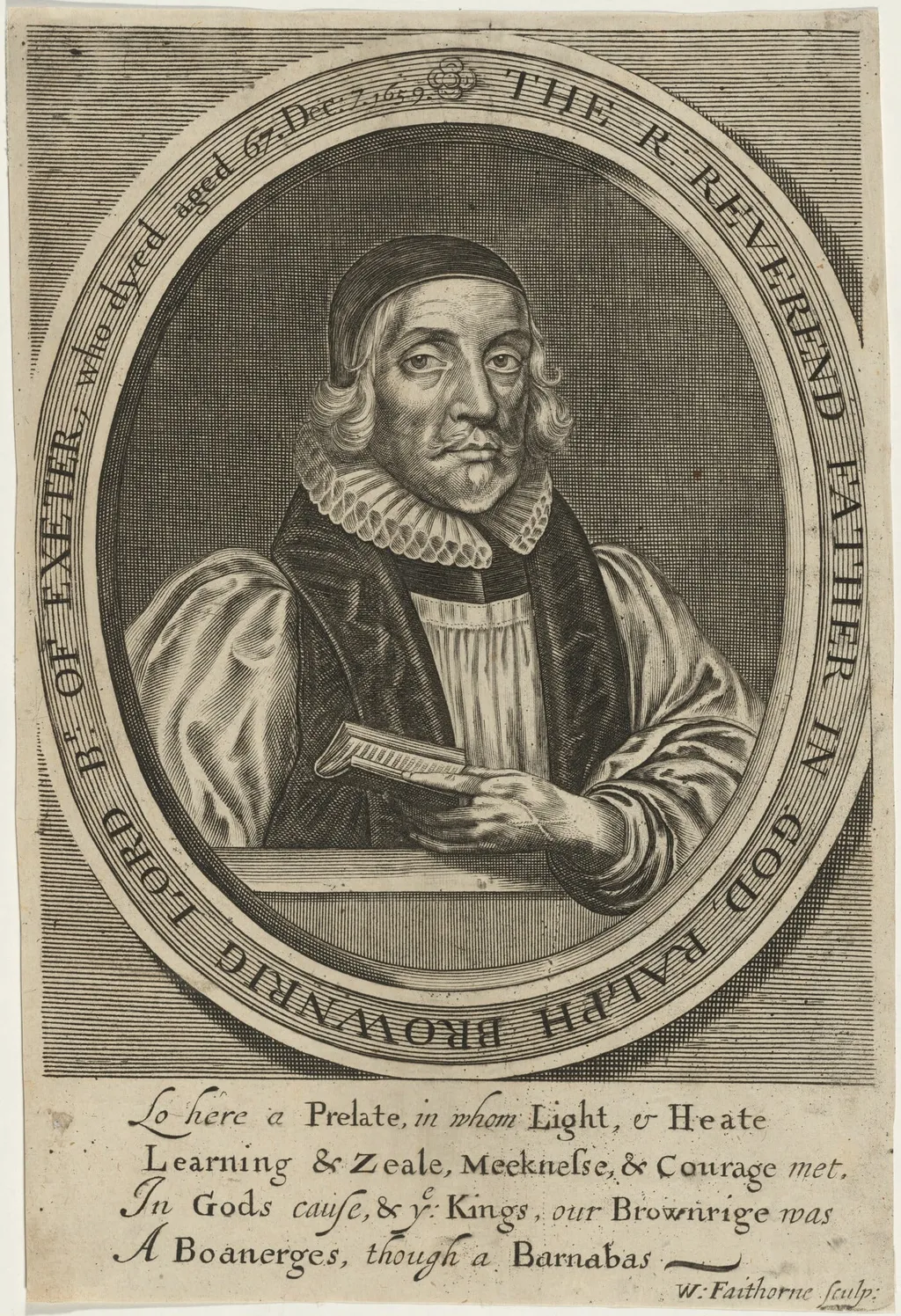 Ralph Brownrig, by William Faithorne, ink, 1661