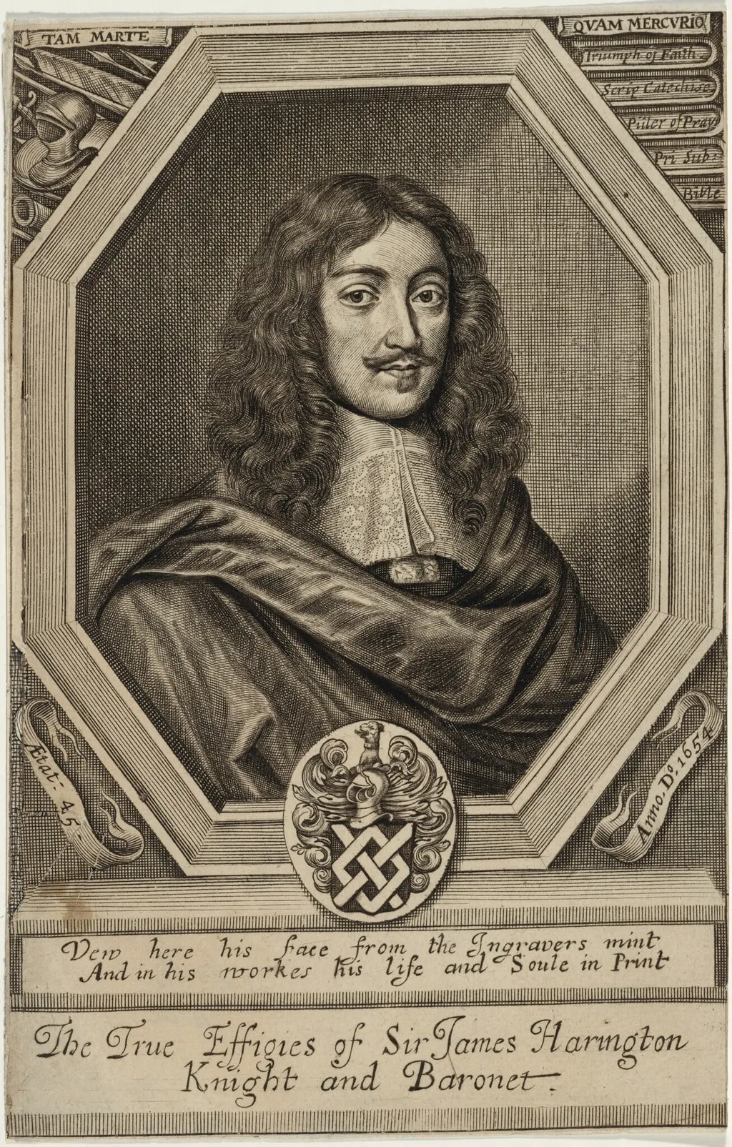 Sir James Harrington, Bart., by William Faithorne, ink, 1682