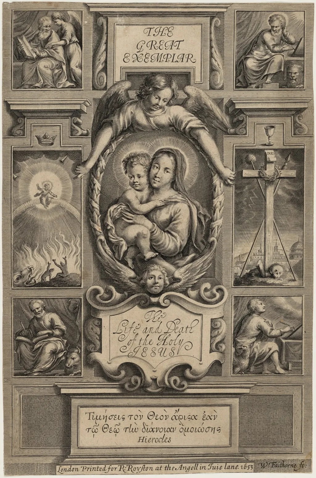 Title Page to Jeremy Taylor, The Great Exemplar, by William Faithorne, ink, 1653