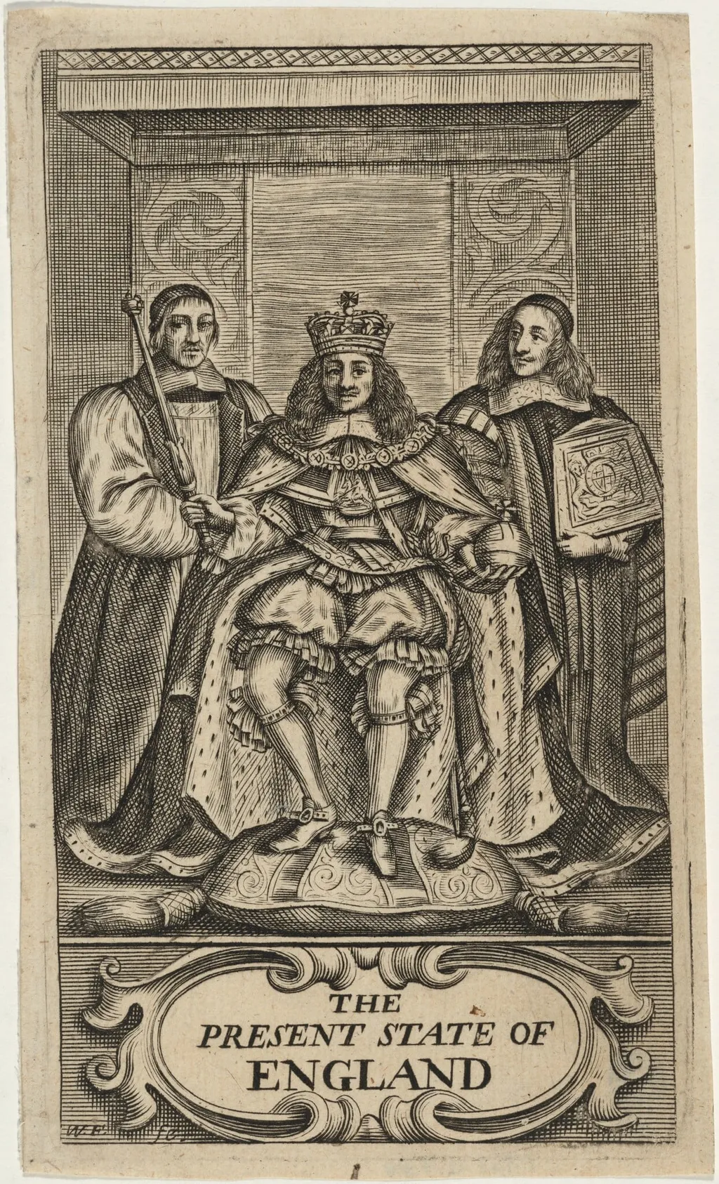 Title Page to The Edward Chamberlayne, The Present State of England, by William Faithorne, ink, 1654