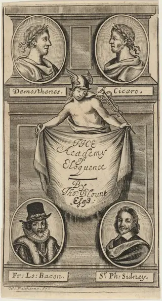 Title Page to Thomas Blount, The Academy of Eloquence, by William Faithorne, 1654
