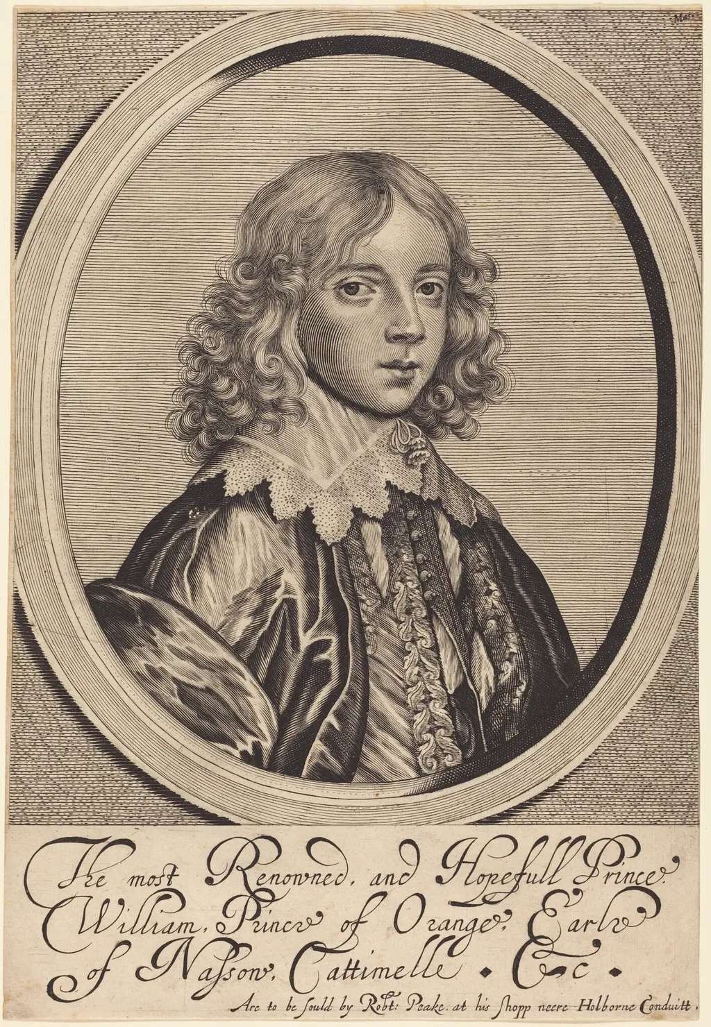 William II, Prince of Orange, by William Faithorne, ink, 1654