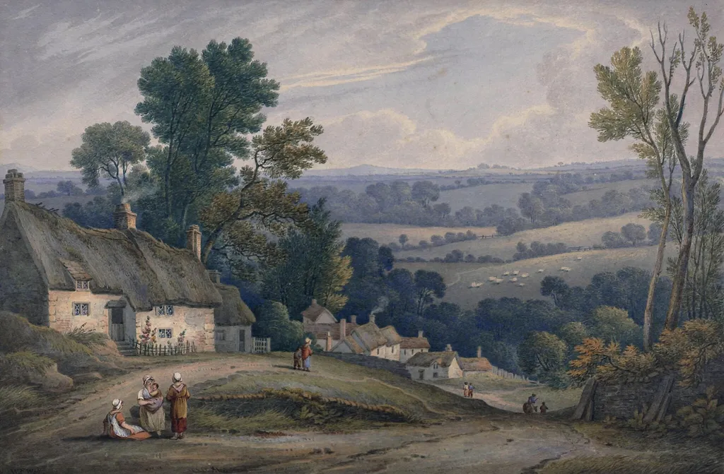 Village of Egton Bridge, by William Frederick Wells, watercolor, 1829