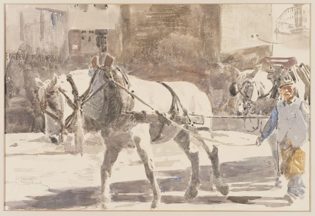 Two Percheron Horses, by William Gordon Burn-Murdoch, watercolor, 1885