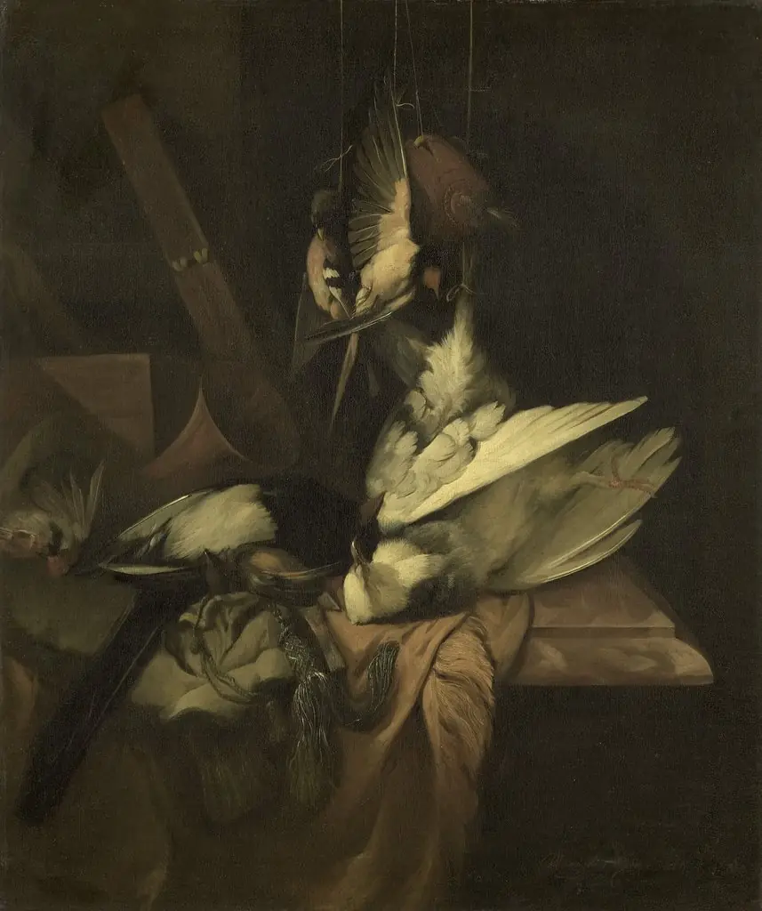 Still life with birds and hunting implements, by William Gouw Ferguson