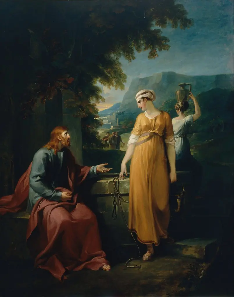 Christ and the woman of Samaria, by William Hamilton