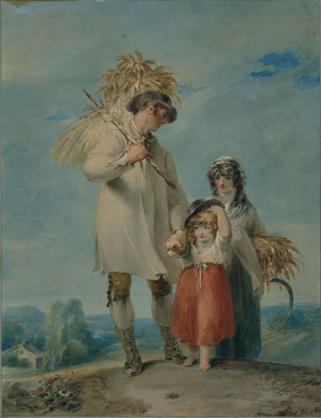 Gleaners, by William Hamilton, watercolor, 1796