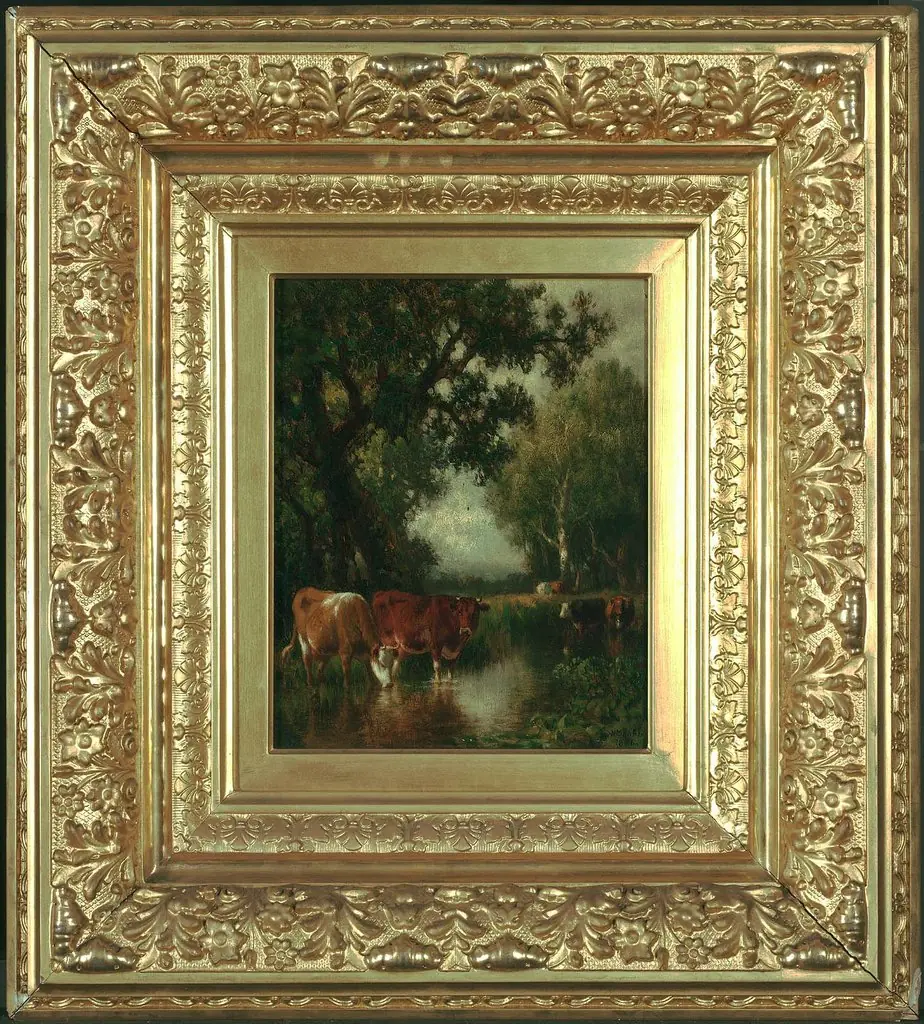 Cows Drinking at a Pool, by William Hart